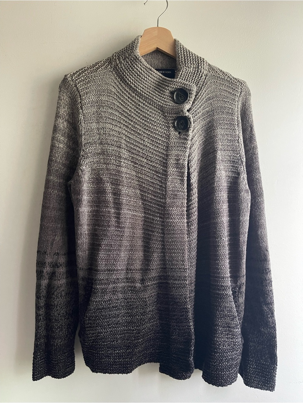Jones New York Marled Knit Sweater in Charcoal Light Gray Ombré